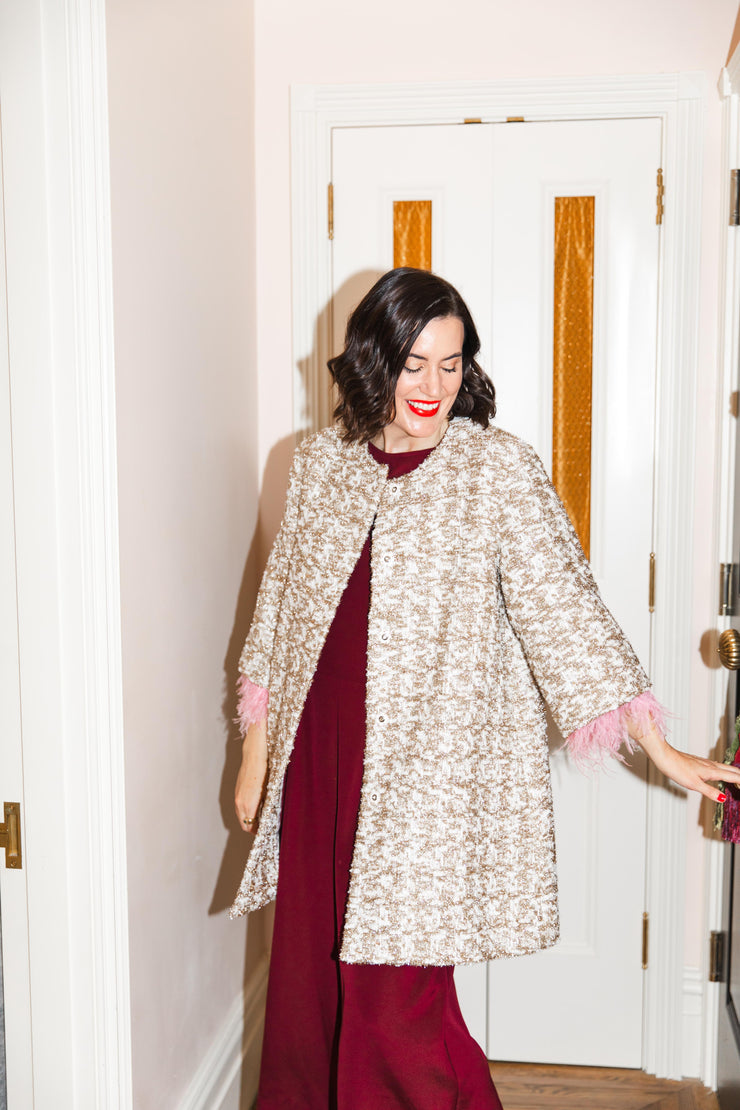 mae x val audrey coat in tinsel tweed