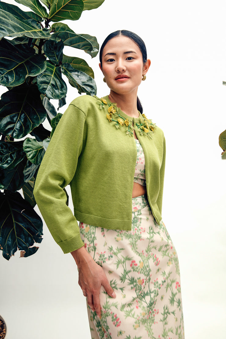 bailey knit jacket with jardin embellishment