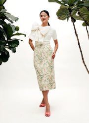 mae x scalamandre sienna skirt in jardin de chine