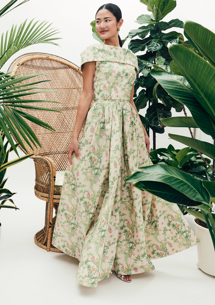 mae x scalamandre lilah skirt in jardin de chine