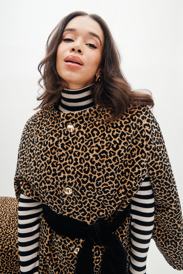 mae x scalamandré selene cape in panthera velvet