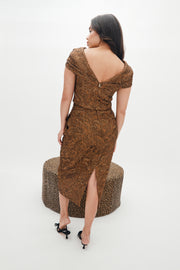 bethany top in bronze brocade