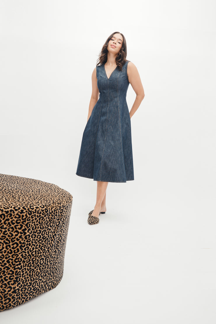 melissa dress in stretch denim