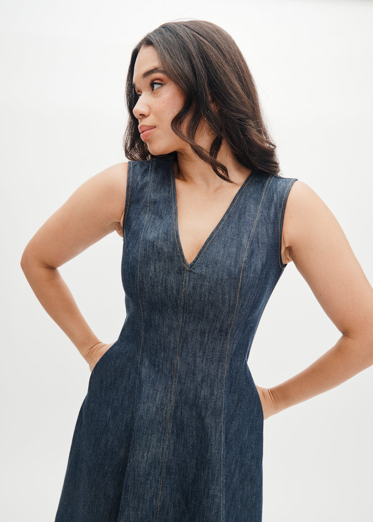 melissa dress in stretch denim