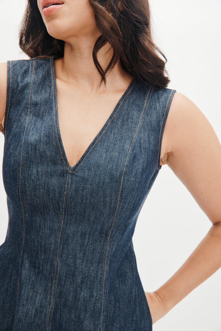 melissa dress in stretch denim