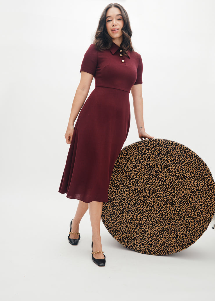 erin dress in merlot