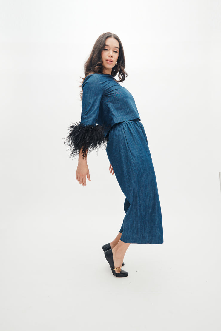 mae x val high rise jess pant in chambray