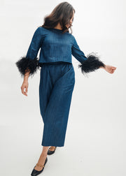 mae x val high rise jess pant in chambray