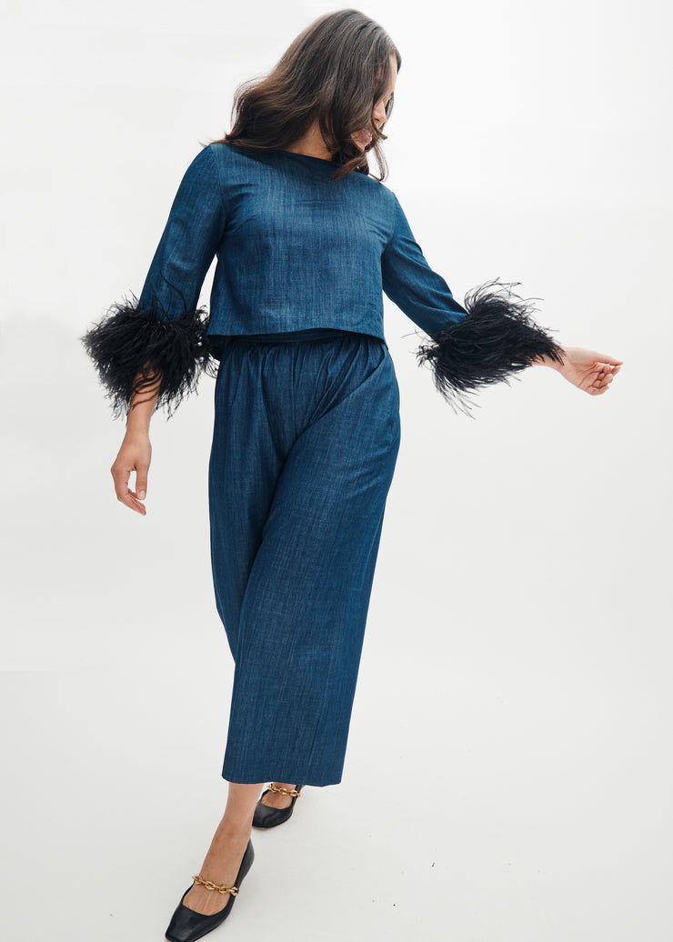 mae x val high rise jess pant in chambray