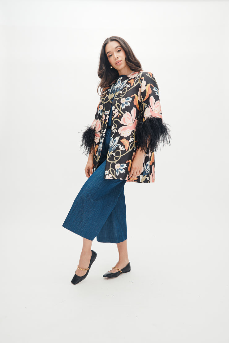 audrey coat in floral vines