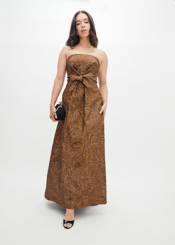 sabrina gown in bronze brocade - made to order