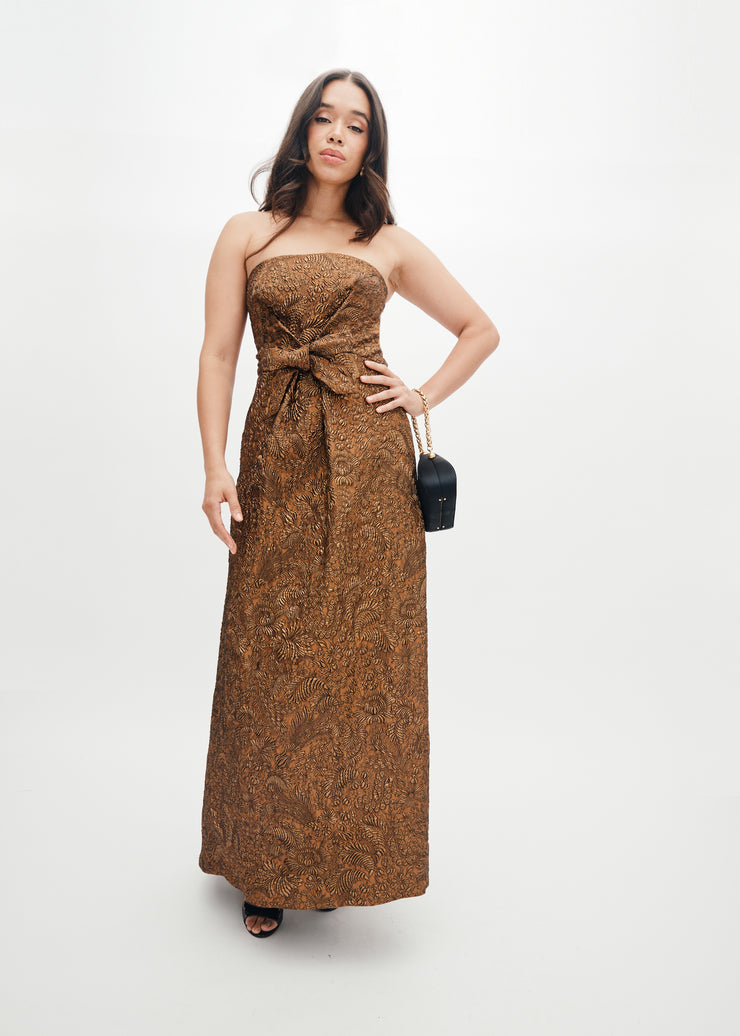 sabrina gown in bronze brocade - made to order