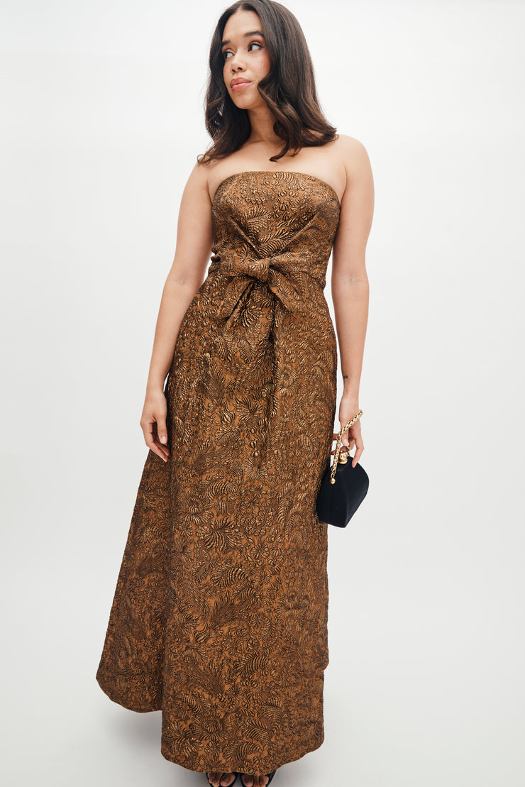 sabrina gown in bronze brocade - made to order