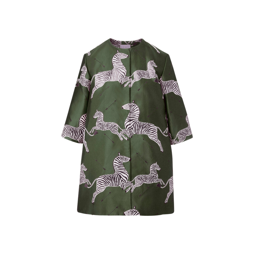 x scalamandre audrey coat jumping zebras