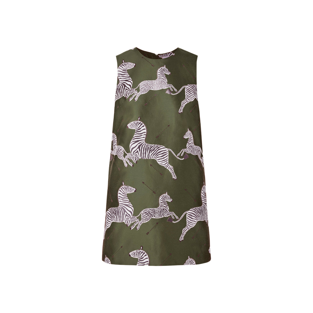 x scalamandre laurel dress jumping zebras