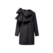 phoebe coat in black wool angora