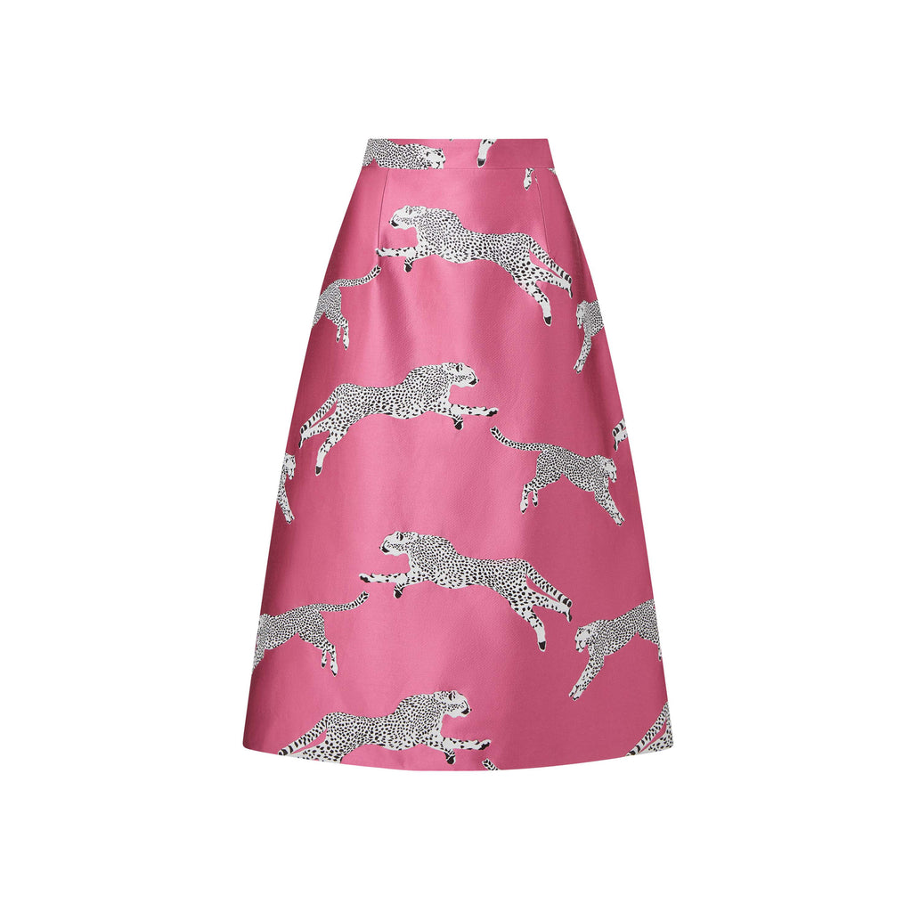 x scalamandre hallie skirt jumping cheetah