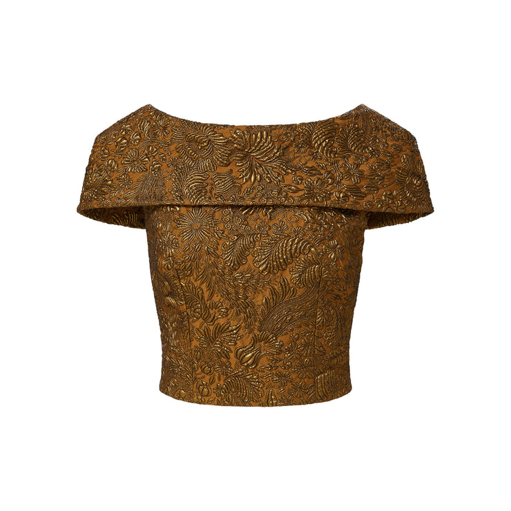 bethany top in bronze brocade