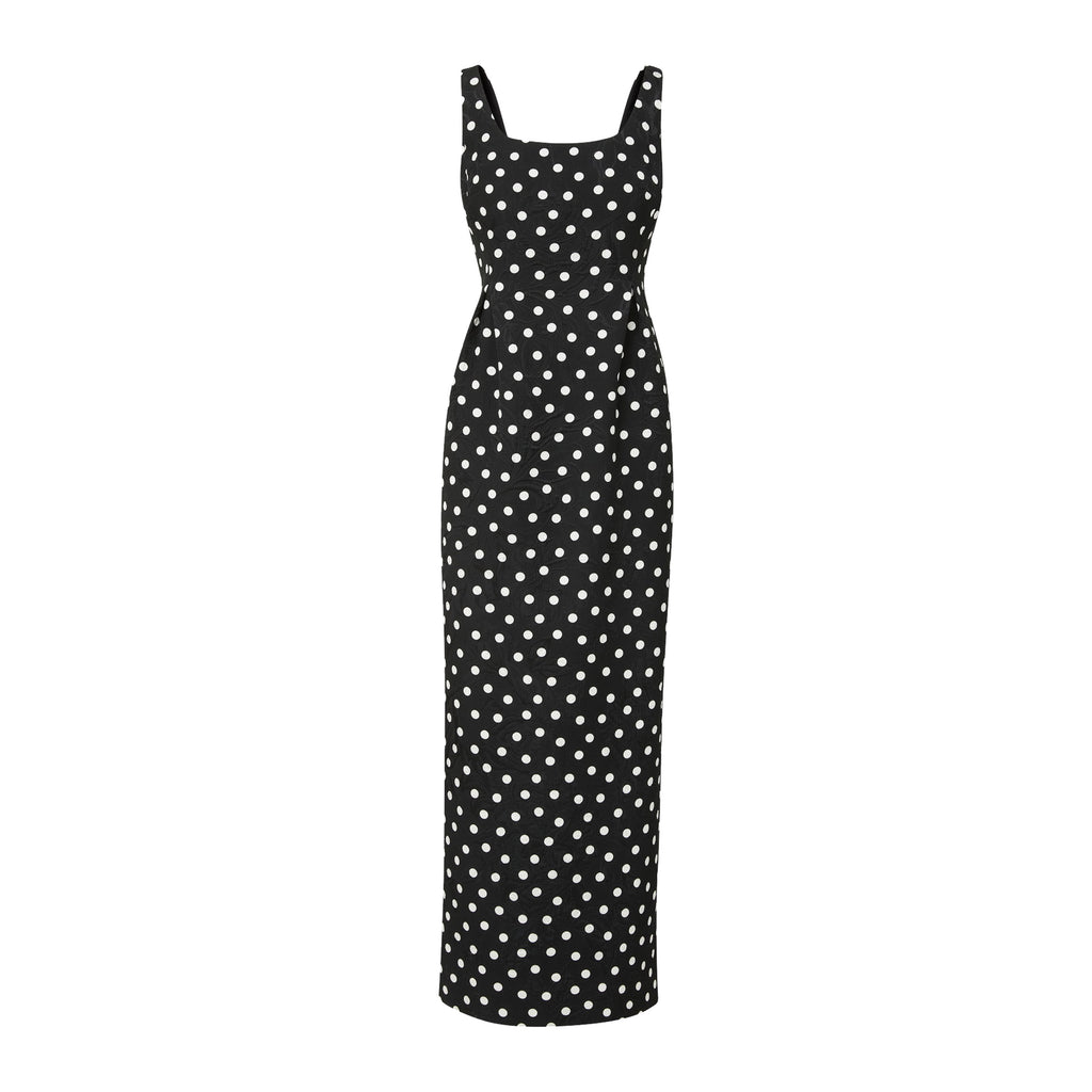 kendall gown dancing dot brocade