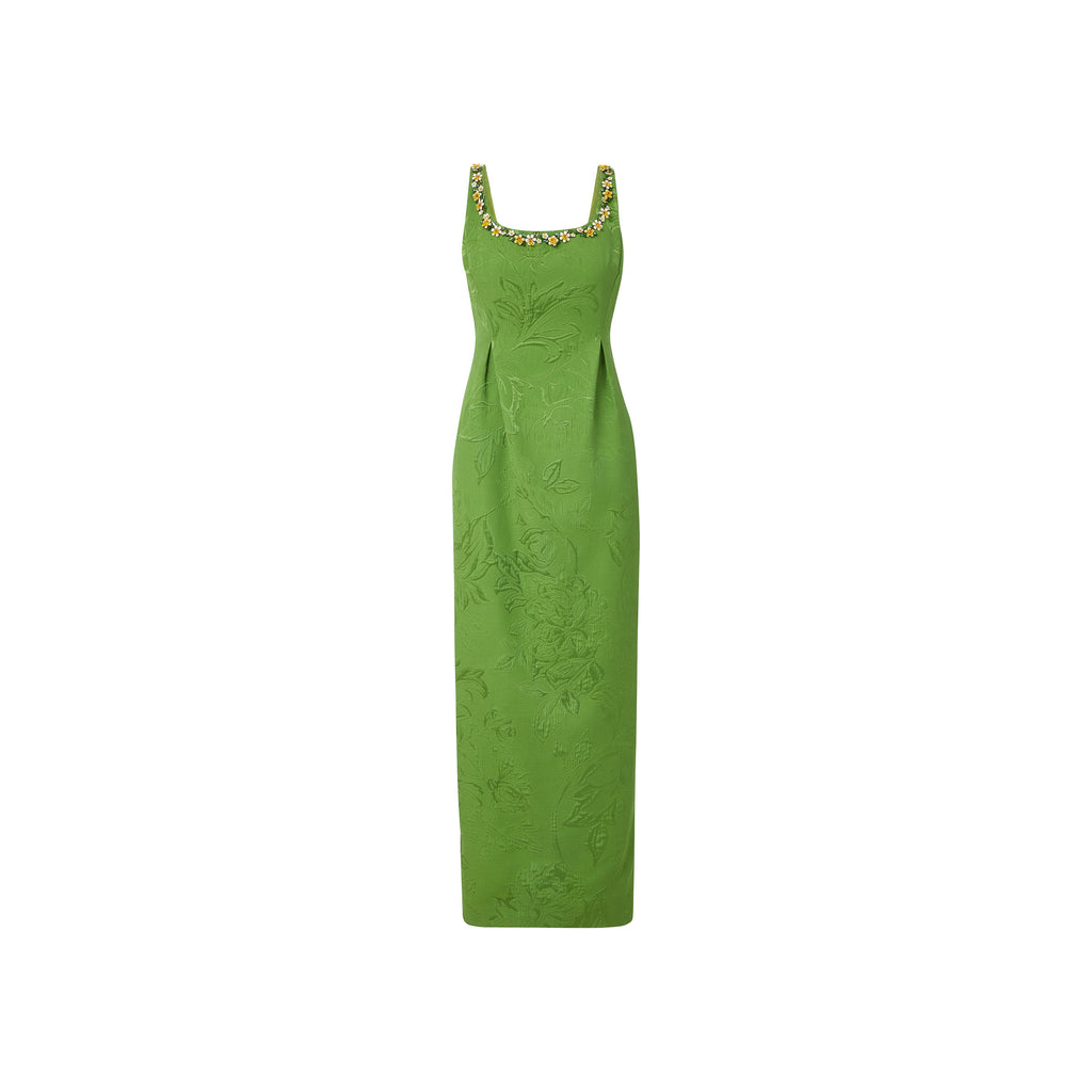 kendall gown pistachio brocade made to order