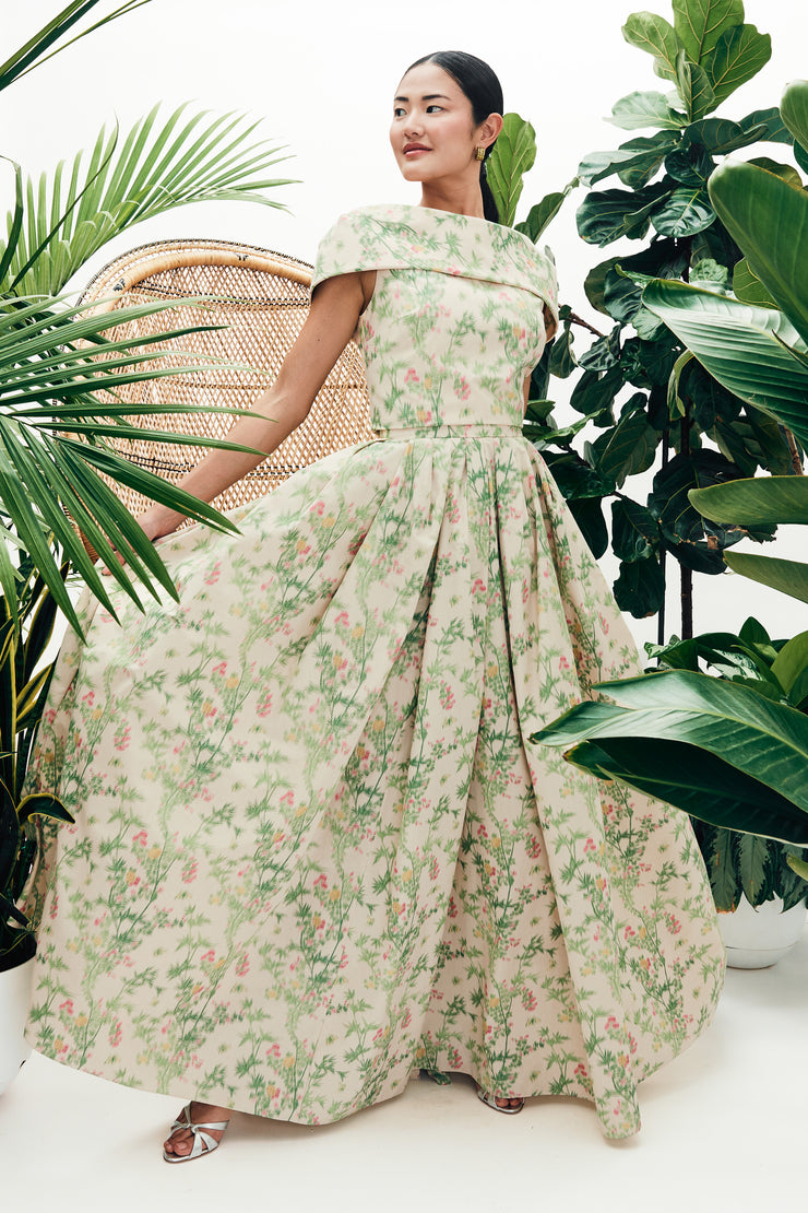 mae x scalamandre lilah skirt in jardin de chine