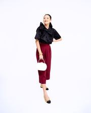 mae x val kimmy top in black cotton sateen - preorder