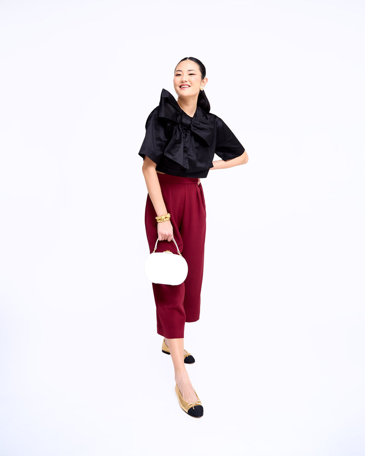 mae x val kimmy top in black cotton sateen - preorder