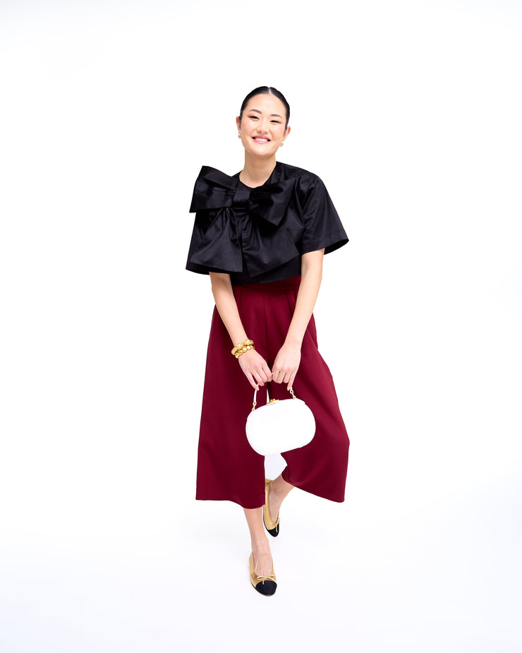 mae x val kimmy top in black cotton sateen - preorder
