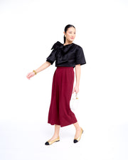mae x val kimmy top in black cotton sateen - preorder