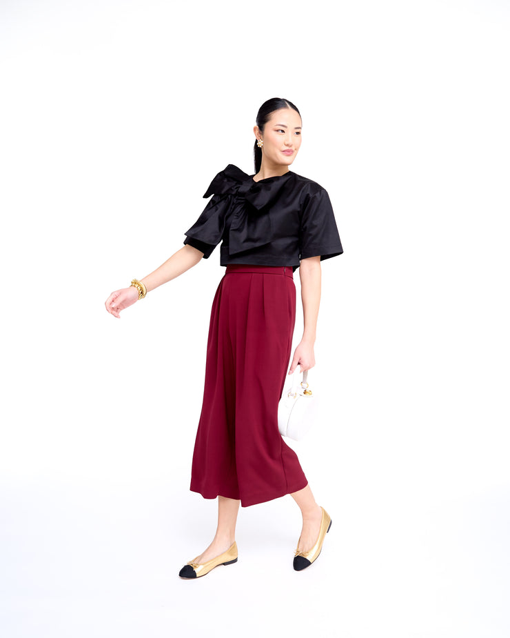 mae x val kimmy top in black cotton sateen - preorder