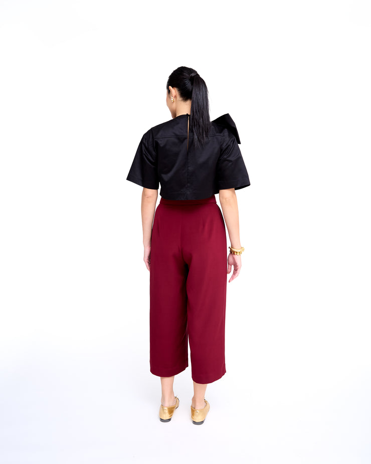 mae x val kimmy top in black cotton sateen - preorder