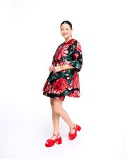 mae x val audrey coat in textured rose jacquard - preorder
