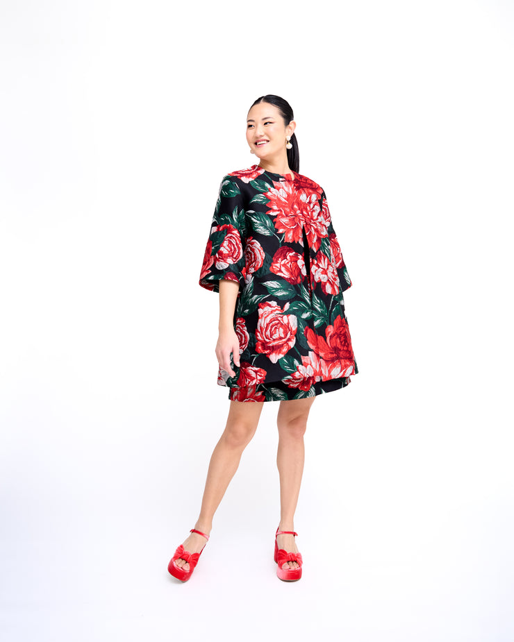 mae x val audrey coat in textured rose jacquard - preorder