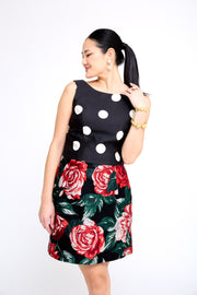 mae x val clara skirt in textured rose jacquard