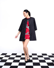 audrey coat in watermark jacquard