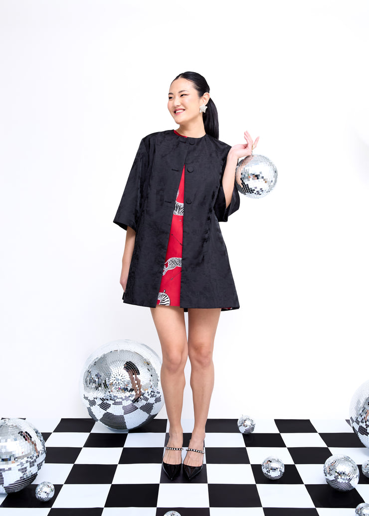 audrey coat in watermark jacquard