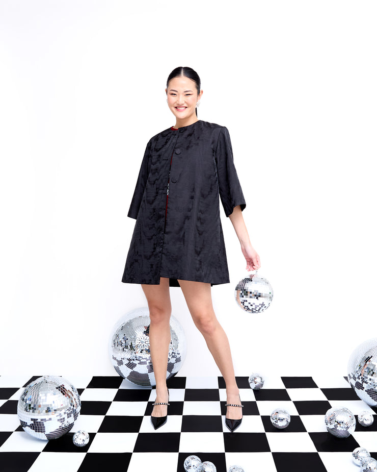 audrey coat in watermark jacquard