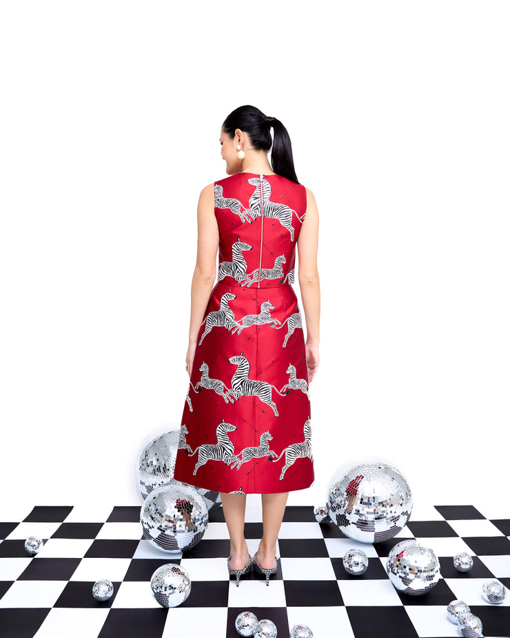 mae x scalamandre ali top in cherry jumping zebras