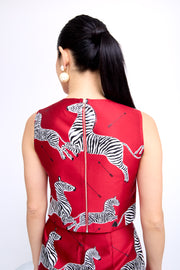 mae x scalamandre ali top in cherry jumping zebras