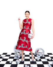 mae x scalamandre hallie skirt in cherry jumping zebras