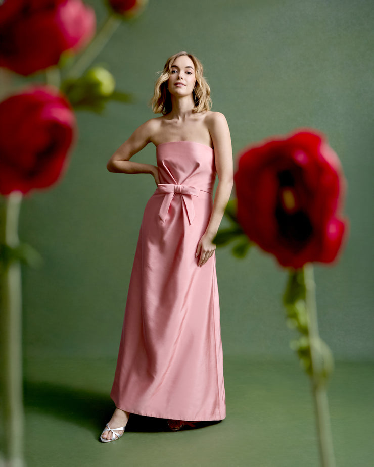 sabrina gown in petal pink silk wool sabrina gown in petal pink silk wool