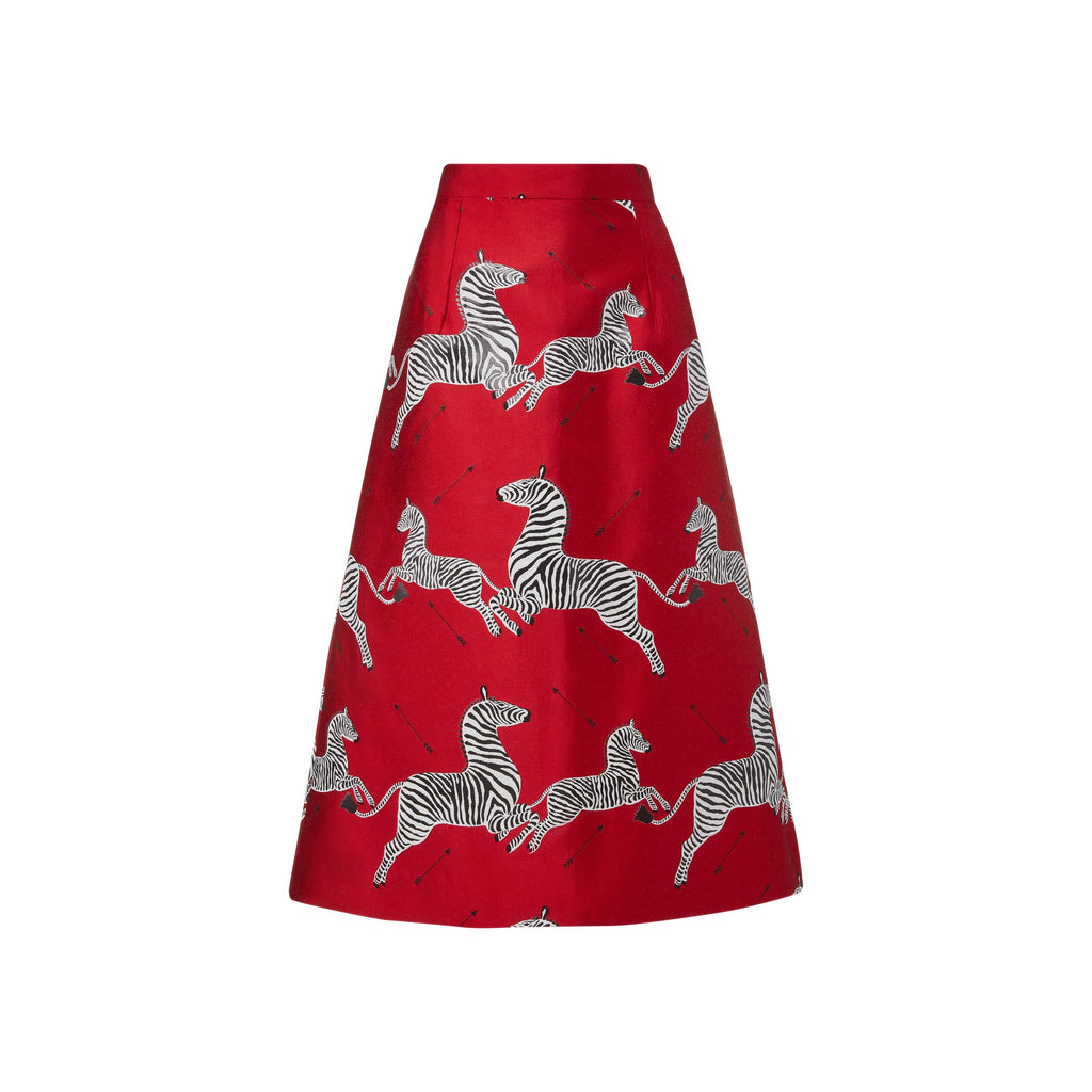 x scalamandre hallie skirt cherry jumping zebras