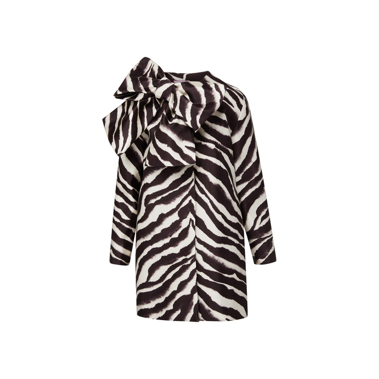 phoebe coat in silk cotton watercolor zebra