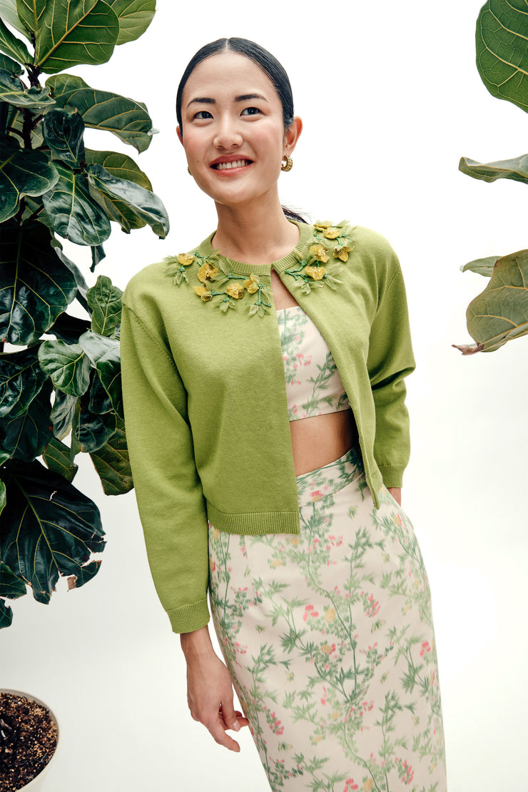 bailey knit jacket with jardin embellishment