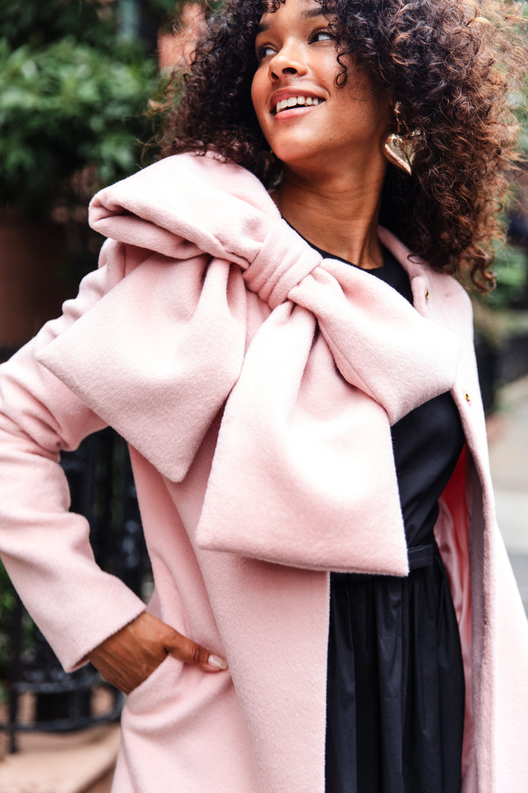 phoebe coat in rose meringue wool angora